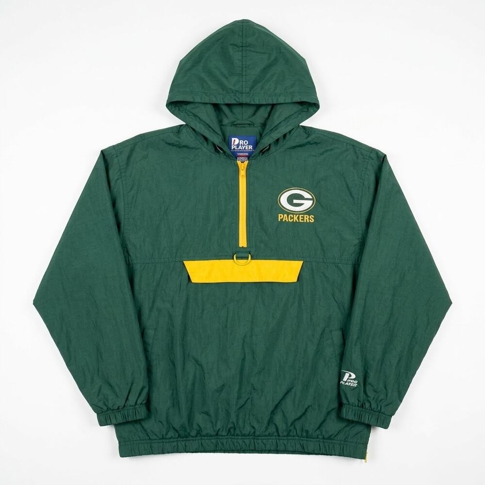 Green Bay Packers Windbreaker 1/4 Zip Hoodie Pullover Pro Layer Youth Large